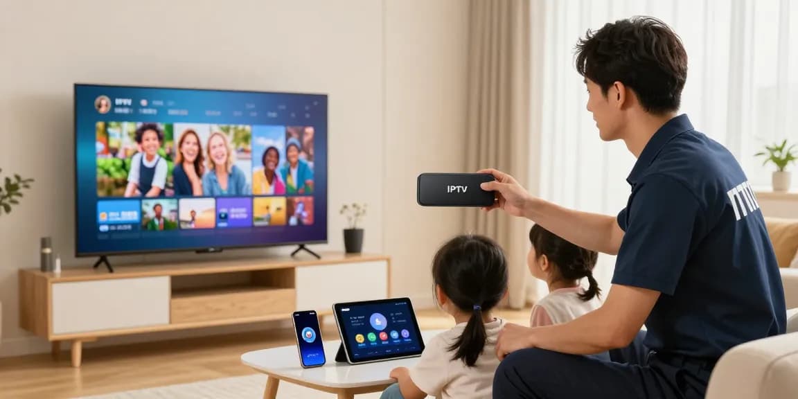 Reliable IPTV services provider assisting local families with device setup in their homes, showcasing trusted local support.