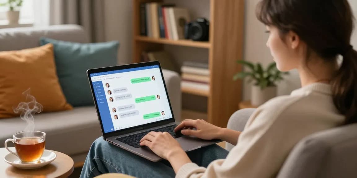Engaging interaction with ai chat nsfw in a cozy setting, showcasing vibrant chat interface.