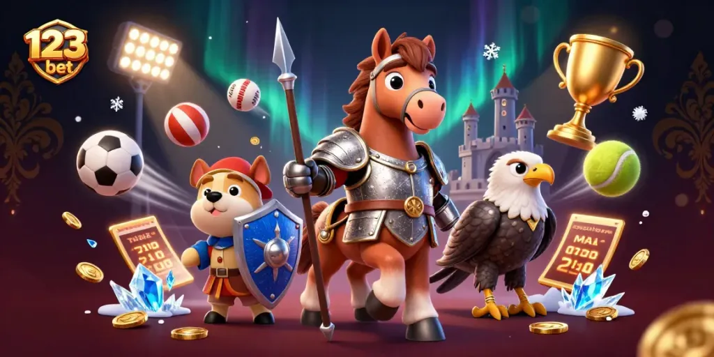 Experience thrilling action in 123bet's dynamic casino-themed scene with vibrant characters.