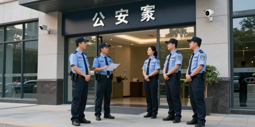 "Trusted Security Solutions provider at a commercial property entrance."