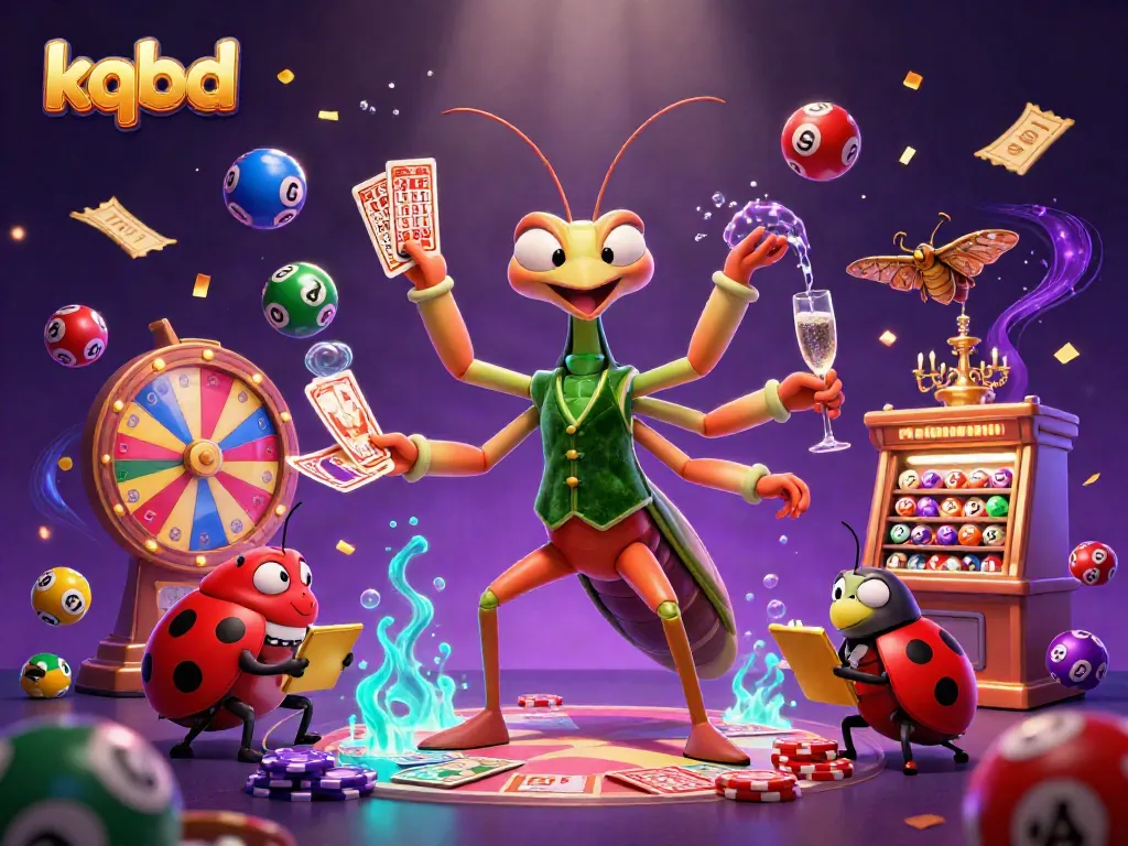 Experience thrilling kqbd action with colorful elements like bouncing lottery balls and dynamic characters in a vibrant casino scene.