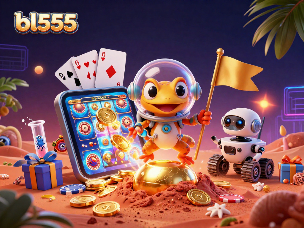Experience thrilling gameplay at bl555, where a Martian gecko discovers a golden casino in space.