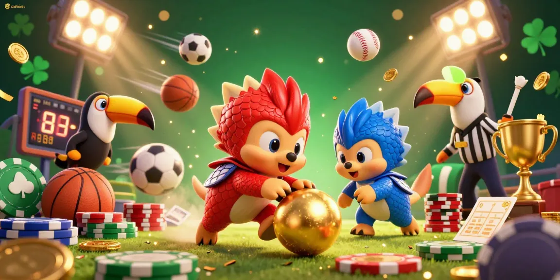 Cakhiatv pangolins battling in a vibrant casino scene loaded with poker chips and sports balls.