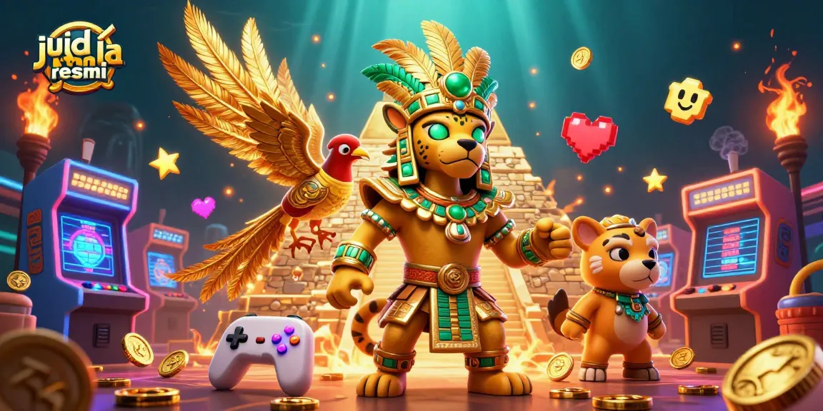 Experience judi bola resmi with a vibrant scene featuring Mayan characters and dynamic gaming elements.