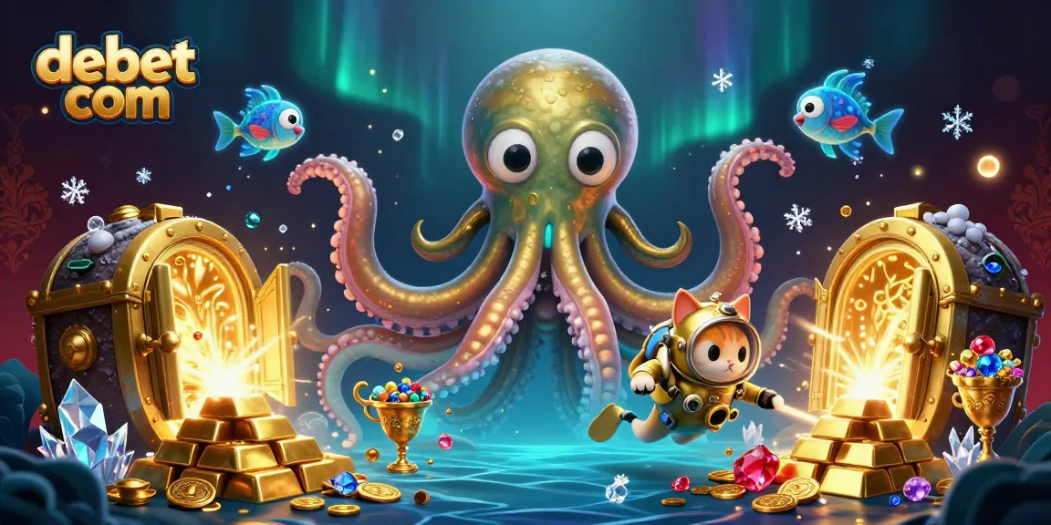Experience the thrill of debet com with a vibrant 3D scene featuring mythical characters and treasures.