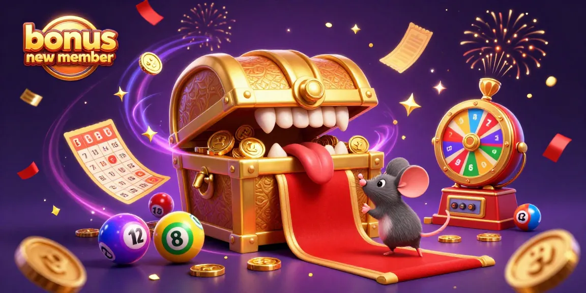 Engage with exciting bonus new member offerings at this vibrant casino illustration, showcasing thrilling lottery elements.