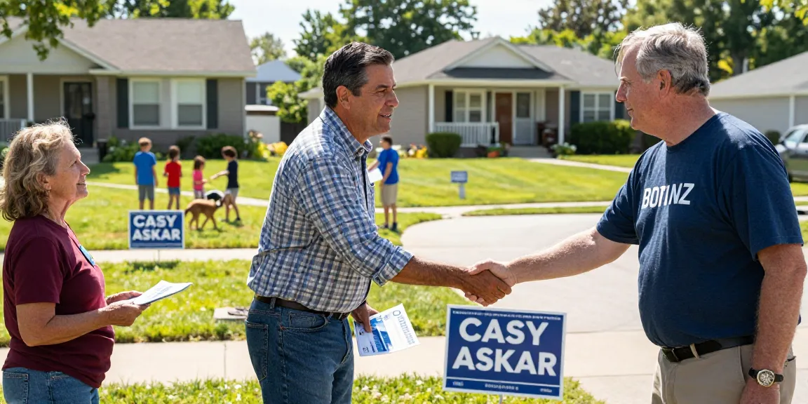 Community engagement scene with voters interacting during Casey Askar's campaign.