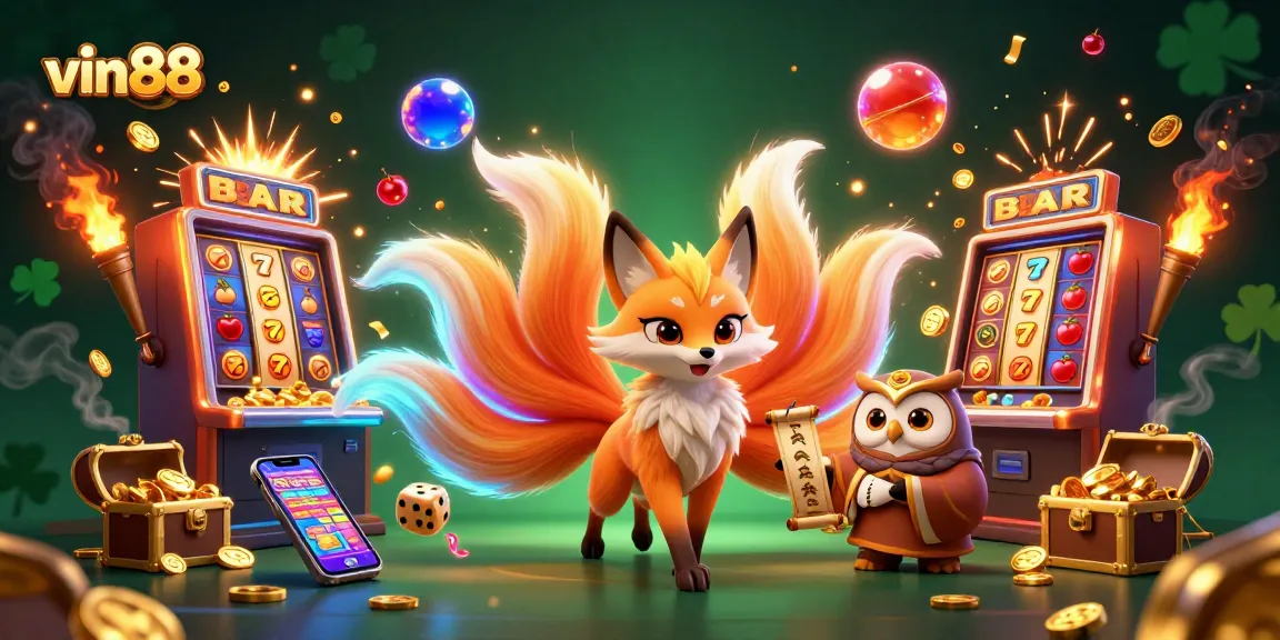 Experience the vibrant excitement of vin 88 with a lively 3D depiction of slots and casino magic.