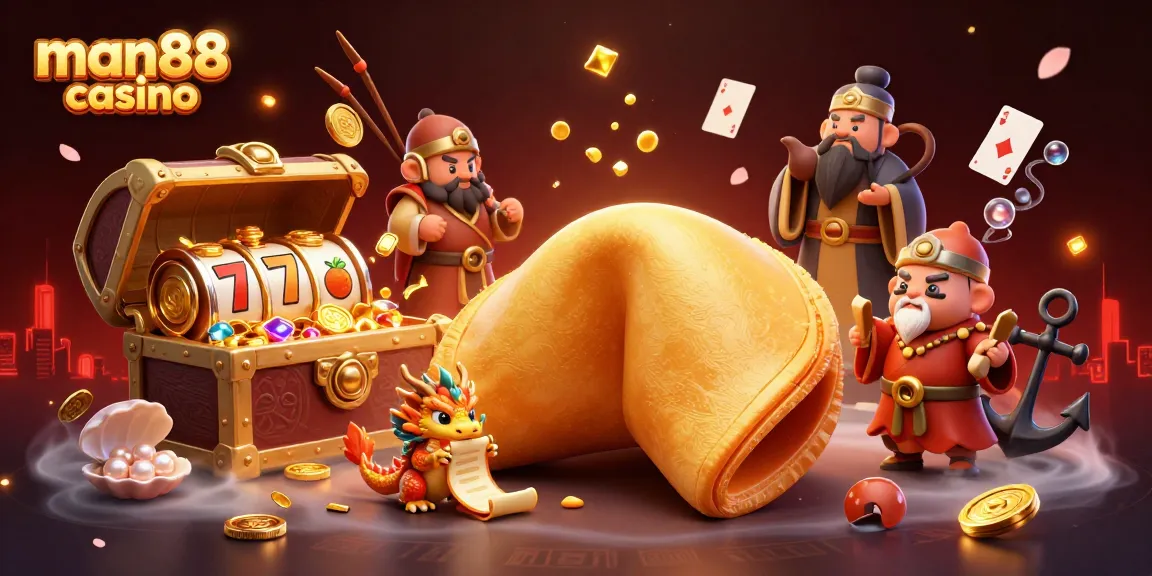 Explore winning opportunities at man88 casino with slot games and vibrant characters in a magical scene.